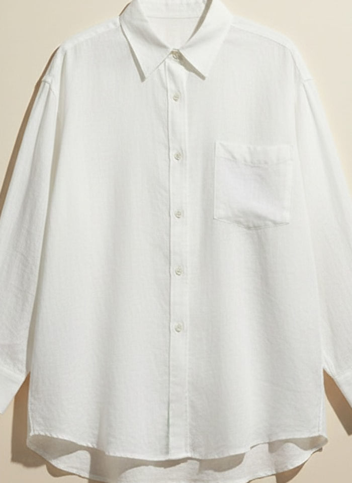 OVERSIZED LINEN POINT-COLLAR SHIRT