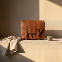 VEGETABLE-TANNED LEATHER MESSENGER BAG