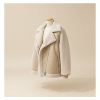 IVORY SHEARLING MOTO JACKET