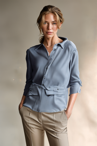 SLATE BLUE MODAL WOOL SHIRT