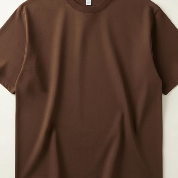 HEAVYWEIGHT CHOCOLATE CREWNECK COTTON TEE
