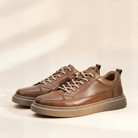 BROWN LEATHER COURT LOW SNEAKER