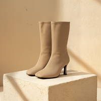 SAND SQUARE-TOE MID-CALF BOOT