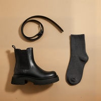 BLACK LUGGED CHELSEA PLATFORM ANKLE BOOT
