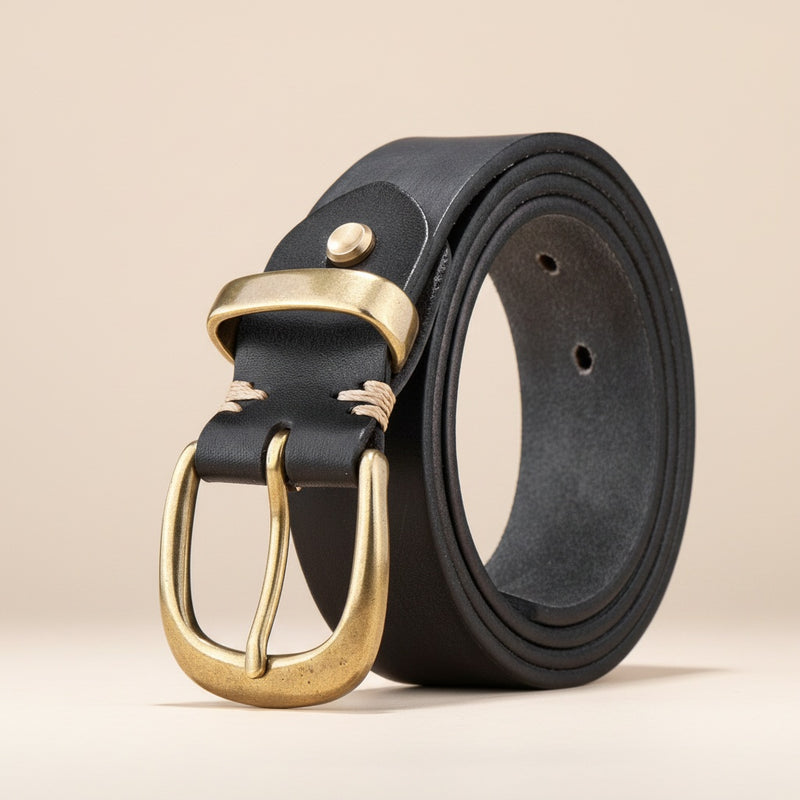 FULL-GRAIN PIN-BUCKLE LEATHER BELT