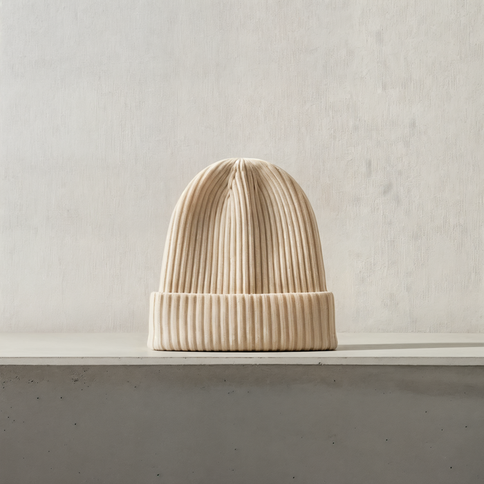 IVORY CASHMERE CUFFED BEANIE