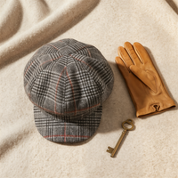CAMEL PLAID NEWSBOY CAP