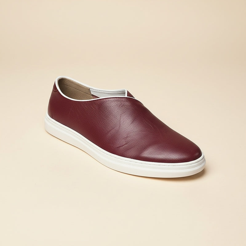 BURGUNDY LEATHER SLIP-ON LOAFER