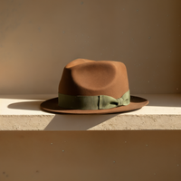 CAMEL FELT FEDORA WITH OLIVE BAND