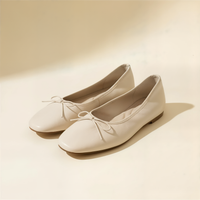 SQUARE TOE LEATHER BALLET FLAT