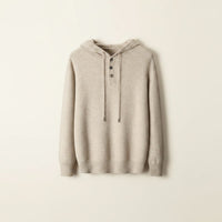 OATMEAL HOODED KNIT HENLEY