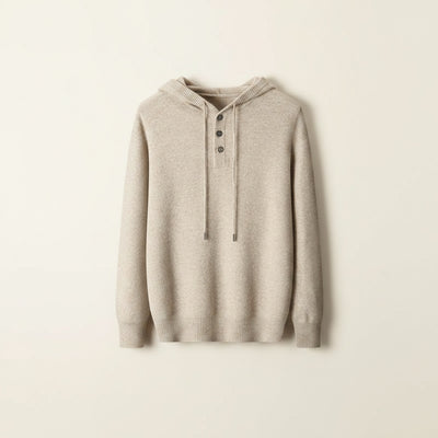 OATMEAL HOODED KNIT HENLEY