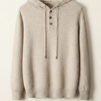 OATMEAL HOODED KNIT HENLEY