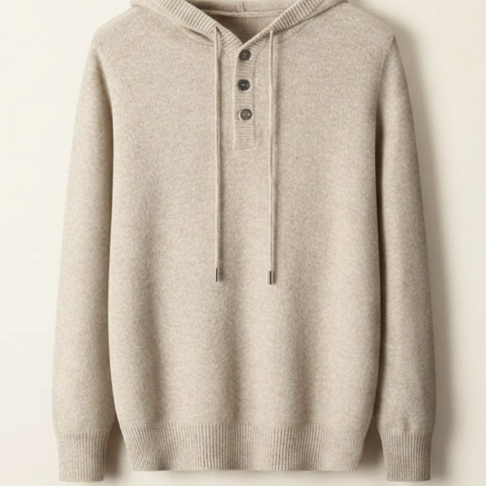 OATMEAL HOODED KNIT HENLEY