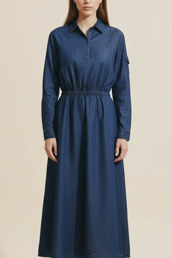 INDIGO DENIM UTILITY SHIRTDRESS