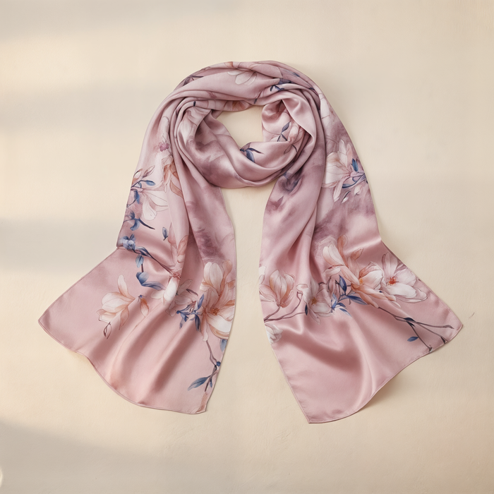 PAINTED MAGNOLIA SILK SCARF