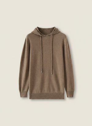 CAMEL WOOL KNIT HOODED PULLOVER