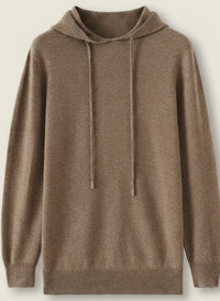 CAMEL WOOL KNIT HOODED PULLOVER