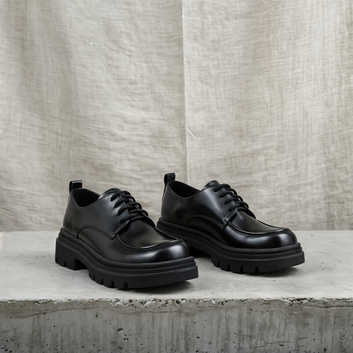 CHUNKY PLATFORM LEATHER DERBY