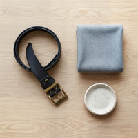 MATTE BRASS PRONG LEATHER BELT