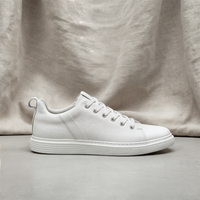 WHITE PEBBLED LEATHER COURT SNEAKER