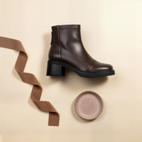 ESPRESSO SQUARE-TOE BLOCK HEEL BOOT