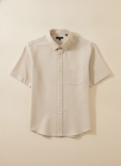 LINEN BLEND CAMP SHIRT