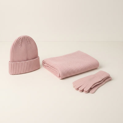 RIBBED KNIT WINTER TRIO SET