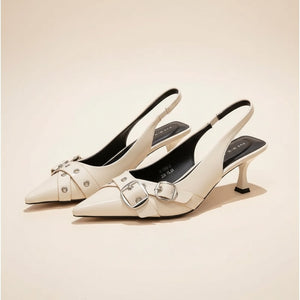 IVORY SLINGBACK KITTEN HEEL