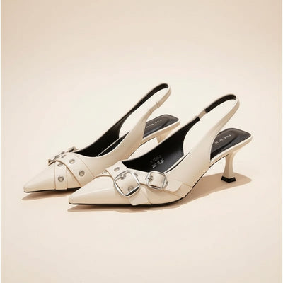 IVORY SLINGBACK KITTEN HEEL