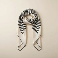 IVORY GRAPHIC STRIPE SILK SQUARE