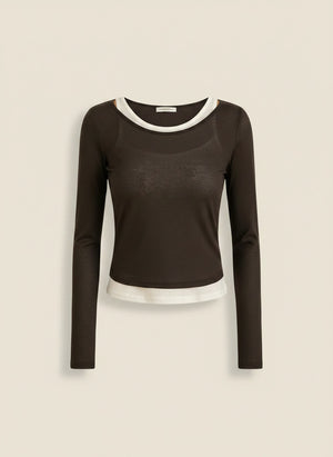 LAYERED LONG-SLEEVE CONTRAST TEE