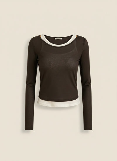 LAYERED LONG-SLEEVE CONTRAST TEE