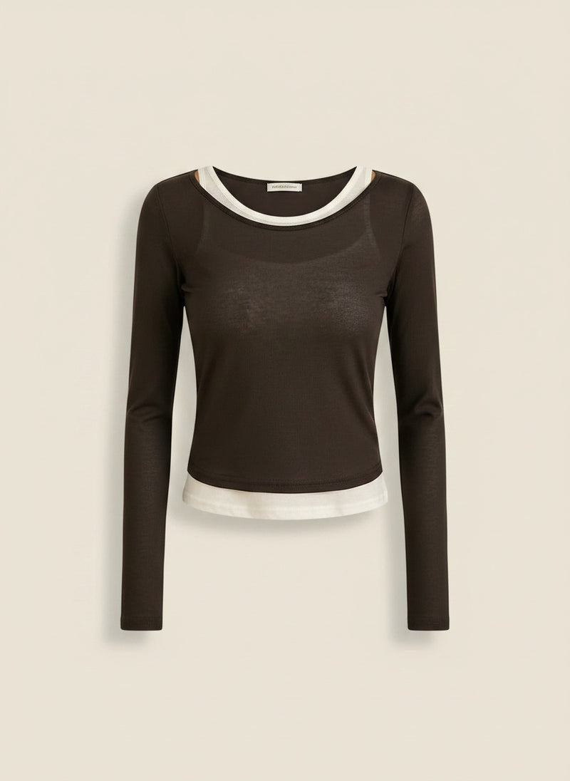 LAYERED LONG-SLEEVE CONTRAST TEE