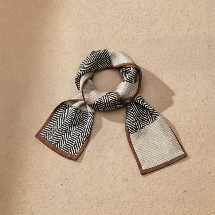 HOUNDSTOOTH SILK RIBBON SCARF
