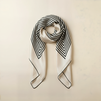 IVORY GRAPHIC STRIPE SILK SQUARE