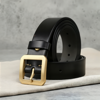 POLISHED BLACK LEATHER DRESS BELT