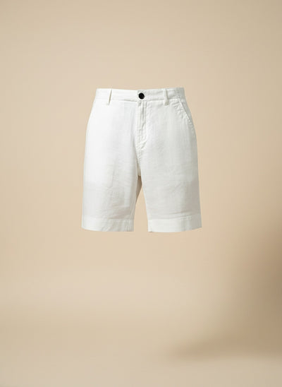 TAILORED WHITE LINEN SHORTS