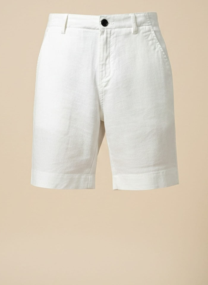 TAILORED WHITE LINEN SHORTS