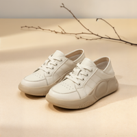 WHITE LEATHER PLATFORM COURT SNEAKER