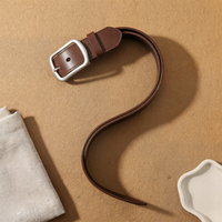 BROWN SILVER-PIN LEATHER BELT