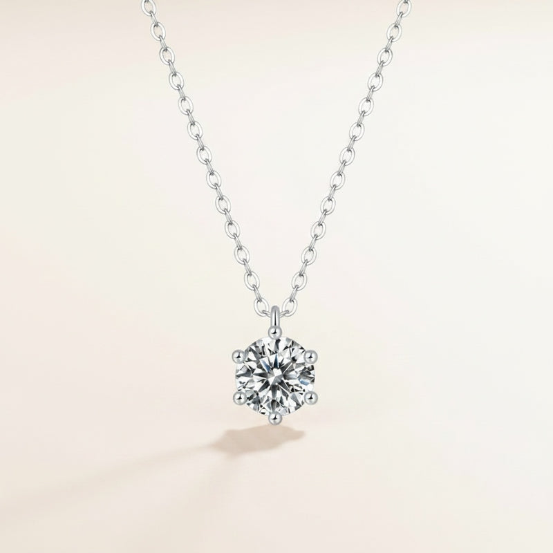 SIX-PRONG SOLITAIRE PENDANT NECKLACE
