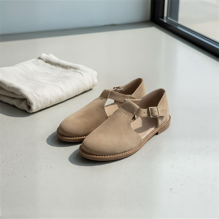 SUEDE T-BAR FLAT SANDAL