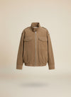 CAMEL SUEDE STAND-COLLAR BOMBER