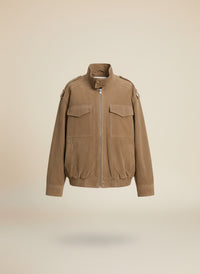 CAMEL SUEDE STAND-COLLAR BOMBER