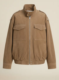 CAMEL SUEDE STAND-COLLAR BOMBER