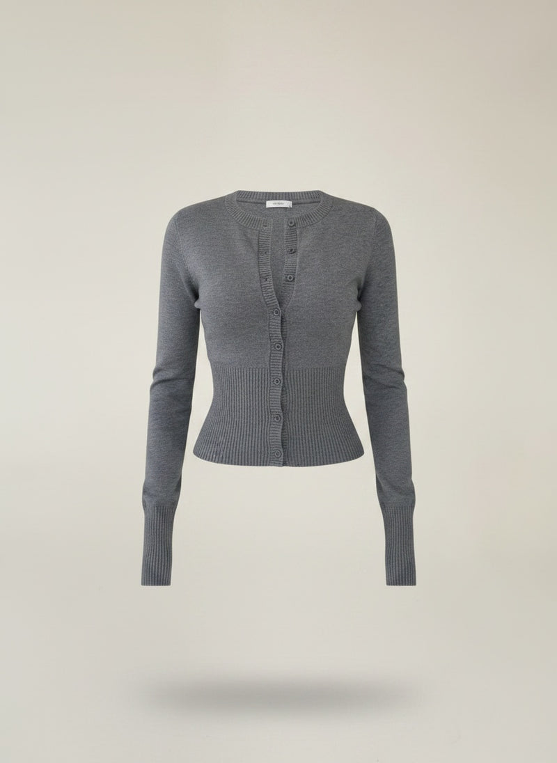 FITTED RIBBED WAIST CARDIGAN