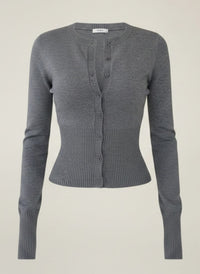 FITTED RIBBED WAIST CARDIGAN
