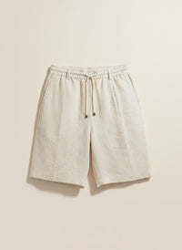 IVORY LINEN DRAWSTRING SHORTS