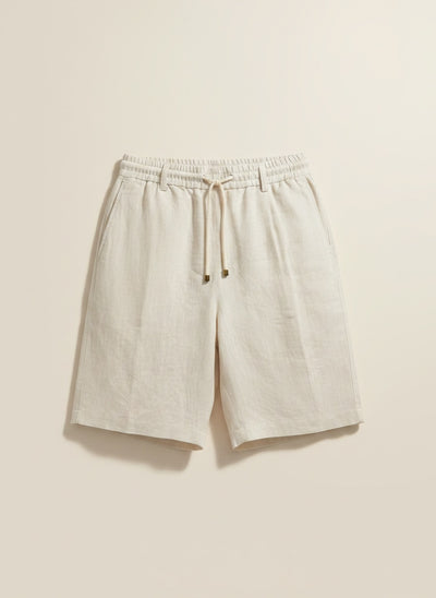 IVORY LINEN DRAWSTRING SHORTS